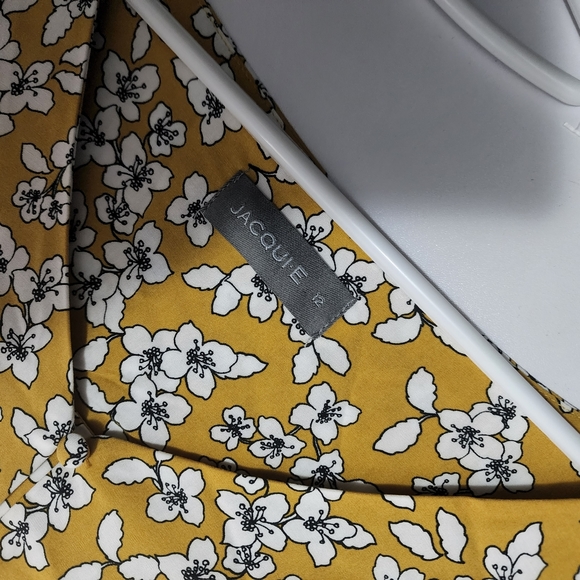 Aus12 Jacqui E Yellow White Floral Front Button Up Short Sleeve Blouse - Picture 2 of 16